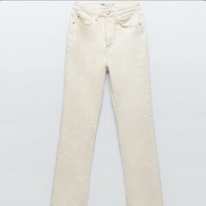 Zara Beige Mom Jeans Size 10 White and Gold Tag Zip Fly GUC